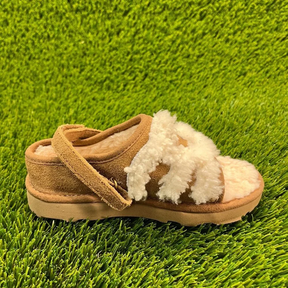 Ugg Fluff Yeah Slide Boys Size 11C Brown Walking Comfort‎ Shoes Winter Sandals